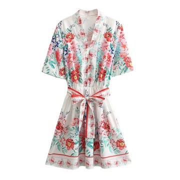 外貿女裝2025女裝新款定位印花衣裙  6257