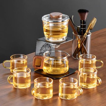 2025新款玻璃茶具套裝家用會客懶人自動泡茶壺耐熱功夫泡茶壺茶杯