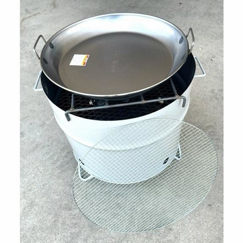 ドラム缶バーベキューコンロ 丸型 3点セット (バーベキュー網 丸