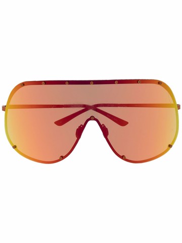 Rick Owens - oversized shield-frame sunglasses - men - Metal - One Size - Orange
