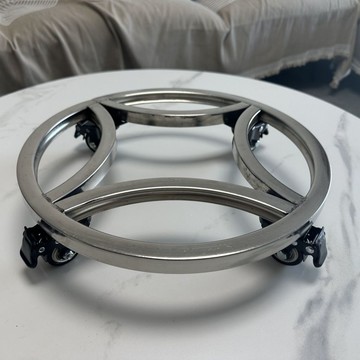 【五金 熱銷】不鏽鋼加厚花盆托架圓形置物托盤可移動加強萬向輪底座魚缸水桶 優選