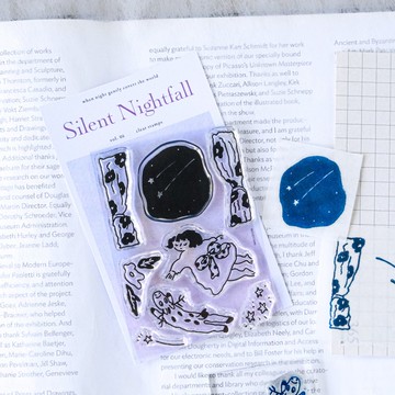 透明印章組 - 01 靜夜 | 女孩印章 | 手帳素材 | dodolulu