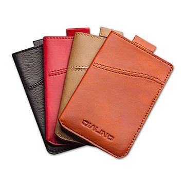 QIALINO 真皮抽拉卡包