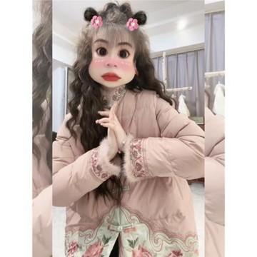 新中式國風漂亮輕奢粉色棉服2026年冬季唐裝小個子盤扣時尚外套女