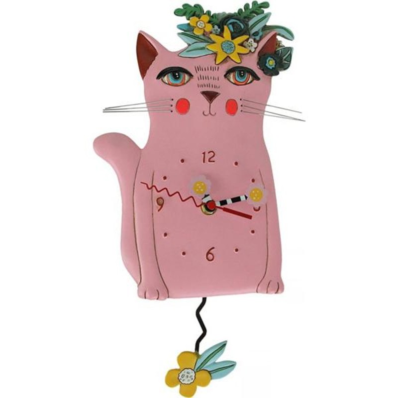 Allen Designs アレン・デザイン ピンクの猫の振り子時計 Pretty Kitty ...