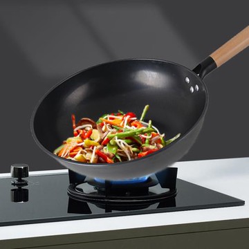 炒鍋不粘鍋電磁爐煤氣通用單柄帶蓋家用鐵鍋炒菜鍋