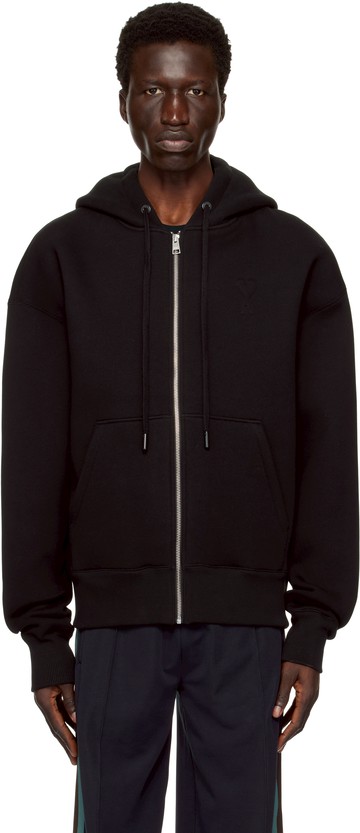 AMI Paris 黑色 Zipped Ami de Coeur 连帽衫