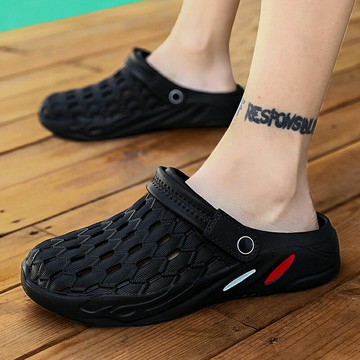 洞洞鞋男 夏季外穿潮流拖鞋 包頭防滑男士涼拖戶外沙灘涼鞋【淘夢屋】