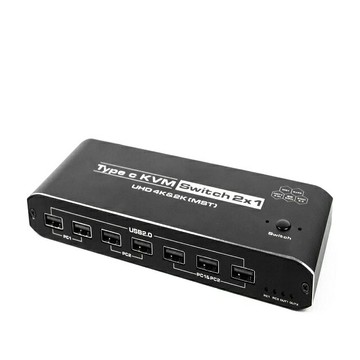 【易控王】Type-C KVM切換器 2x1 HDMI USB/網路共享 支援4K PD快充 (40-116-03-02)