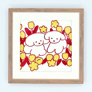 てらおかなつみ 活版藝術 (花朵 紅色)