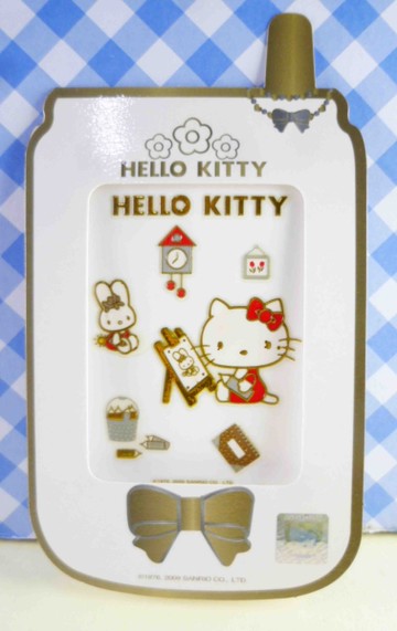 【震撼精品百貨】Hello Kitty 凱蒂貓~KITTY立體鋁鑽貼紙-畫畫