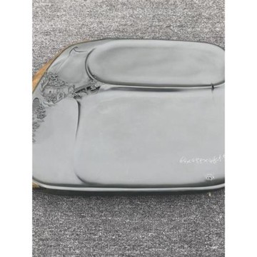 歙硯天然硯石材料金色中式茶盤毛石硯材茶臺金皮彩帶紋排水茶海