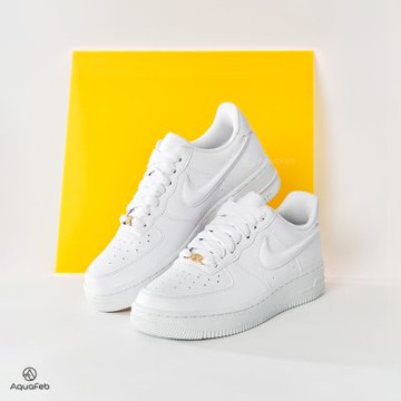 Nike Air Force 1 07 女 白 皮革 立體勾 休閒 金扣 AF1 運動 休閒鞋 HF2014-100