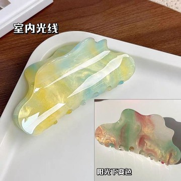 【蜜糖の髮飾】臺灣出貨春夏新款亞克力雲朵變色抓夾  高級感小清新精緻多巴胺馬尾夾