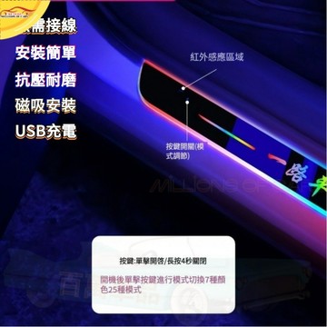 免費客製 汽車門檻條 門檻燈 發光門檻條 磁吸式迎賓燈 七彩流光門檻燈 車門迎賓燈 踏板燈 LED燈 氛圍燈 車門防撞條