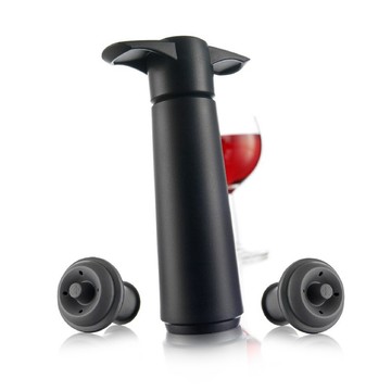 荷蘭 Vacu Vin 抽真空器+酒瓶塞2入(黑) | 真空瓶塞 保鮮瓶塞