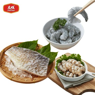【大成食品】海鮮綜合組3入組-海蝦仁(150g)x1+草蝦仁(150g)x1+鸚哥魚片(150g)x1(預購預計5~7天陸續出貨)
