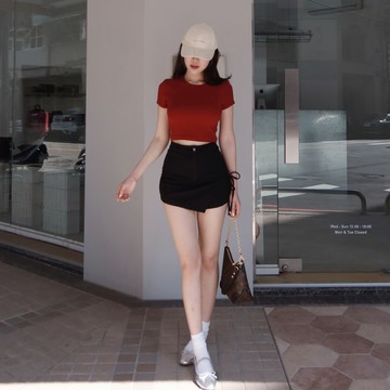 【全員自留】DOMISS側抽繩造型短褲裙-2色(S-L) 短裙 短褲 褲裙 (現貨)