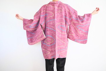 日本和服，絲綢和服，shibori haori，正宗的和服