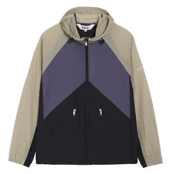 【AIGLE】男 防潑超輕量撞色外套