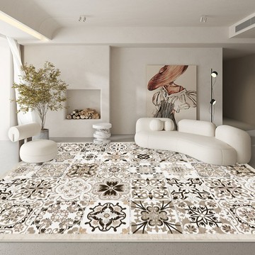 【三房兩廳】侘寂北歐風時尚水晶絨保溫保暖地毯-法式奶油風波斯風格