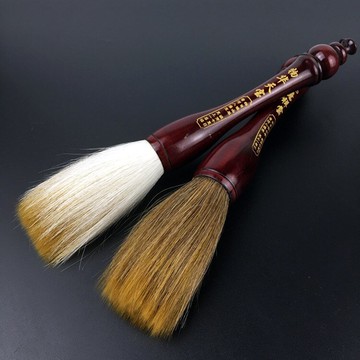 出鋒10cn仿紅木油漆木桿大提斗毛筆抓筆牛耳毫兼毫成人寫對聯大京抓毛筆