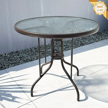 【商用家用兩用】圓桌 餐桌 玻璃圓桌 鋼化玻璃桌 戶外餐桌 庭院桌 簡約現代設計 黑色框架 經濟耐用 餐廳咖啡廳適用