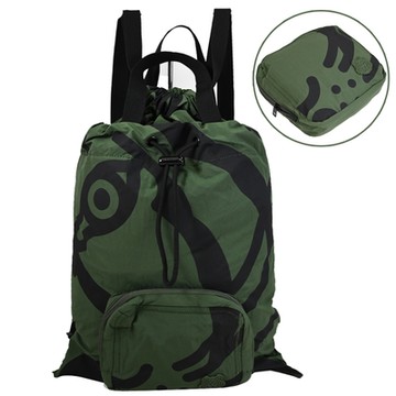 KENZO 經典印花輕量尼龍旅用摺疊束口後背包(軍綠)