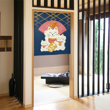 【預訂】日本製 深藍招財貓招福短門簾