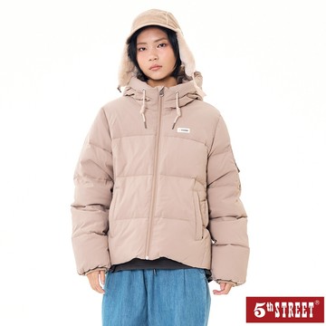 【5th STREET】女裝 羽絨外套 連帽外套 淺卡其 (510606)