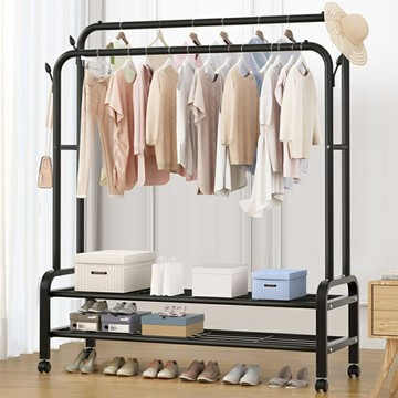 雙杆衣架 落地立式掛衣架 加粗雙排晾衣架 室內衣帽架 可移動曬衣架子