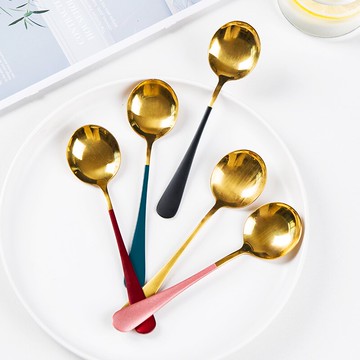 家用不銹鋼勺韓式長柄小勺創意可愛兒童吃飯湯勺甜品勺西餐勺調羹