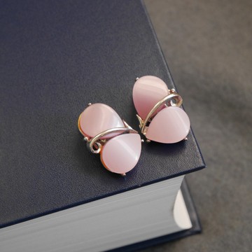 老又好古董珠寶  經典透光塑料光暈夾式耳環 C1170