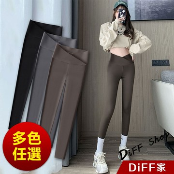 【DIFF】韓版彈性交叉高腰提臀鯊魚褲 緊身褲 運動褲 瑜珈褲  長褲 健身褲 運動褲 緊身褲 內搭褲 褲子【P237】
