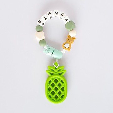 BIANCA 兔子 亮綠色鳳梨固齒器 / 客製化奶嘴鏈