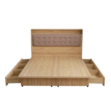 【本木】捷絲 貓抓皮靠枕插座房間二件組-單大3.5尺 床頭+三抽床底單大3.5尺