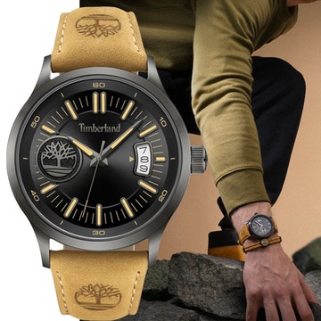 Timberland 天柏嵐 潮藍 大三針石英腕錶-45mm TDWGB0041006