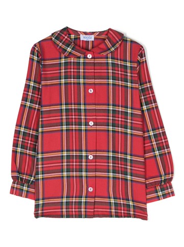 Siola - tartan-print cotton shirt - kids - Cotton - 3 yrs - Red