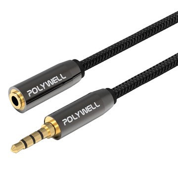 POLYWELL 寶利威爾 公對母 四極 5m  PW15-W52-B014  黑色  1條