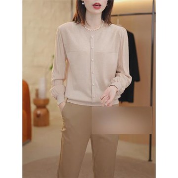 2025秋法式氣質小香風針織衫時髦優雅洋氣休閑顯瘦百搭長袖上衣XL