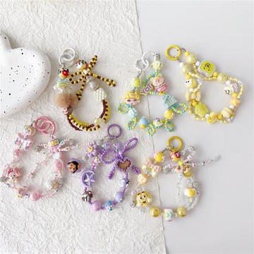 手機鏈條手繪珠卡通掛鏈手腕掛件串珠手機鏈手鏈腕帶掛鏈鏈條掛繩