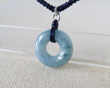 本命年【歲歲平安】藍飄花意境棉翡翠絲光編織項鍊*SF11*招財開運