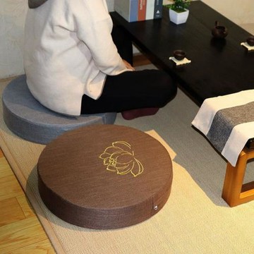 亞麻蒲團刺繡坐墊榻榻米飄窗墊禪修跪拜打坐墊子可拆洗家用地上