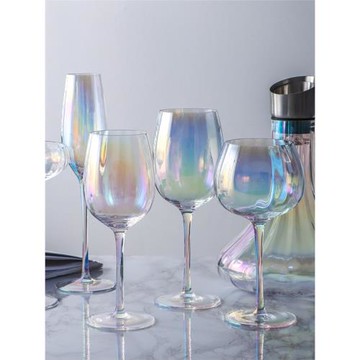 英國彩虹紅酒杯套裝家用高腳杯子炫彩香檳杯輕奢電鍍水晶玻璃酒杯