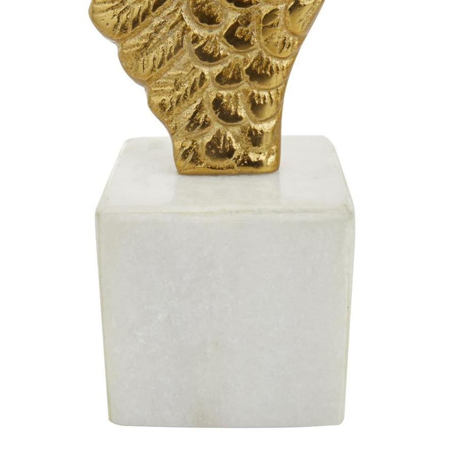 Deco 79 Aluminum Bird Wings Bookends with Marble Base, Set of 5