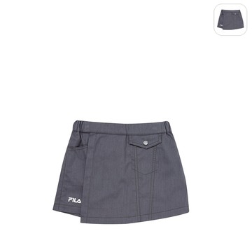 【FILA】KIDS 女童款 仿牛仔褲裙-黑灰色 5SHY-4711-RG