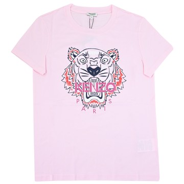 KENZO 2TS721 撞色LOGO虎頭標誌棉質短T恤.粉
