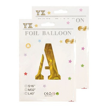 YX 字母造型鋁箔氣球 - HAPPY BIRTHDAY 生日快樂裝飾  金色  2組