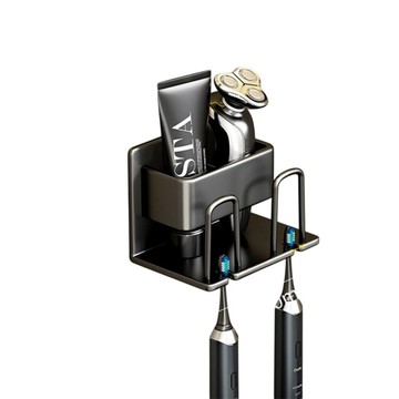 i LIFE 2人太空鋁牙刷置物架-3入  經典黑  1組