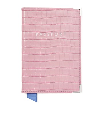Aspinal Of London Croc-Embossed Leather Passport Cover